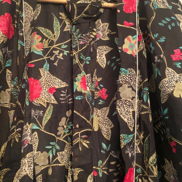 NWOT Hand block print cotton robe with tie Medium - Picture 4 of 5